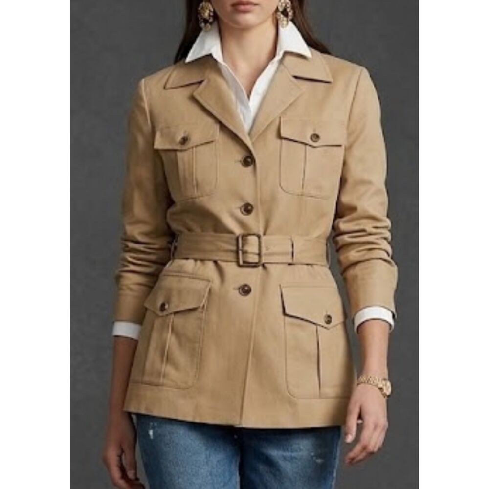 Brooks Brothers Tan Belted Jacket. Size 12. 100% Cotton